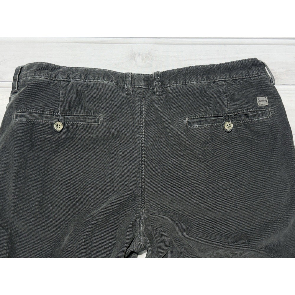 Hugo Boss Corduroy Pants Men 36x33 Black Regular Fit Casual Retro Chino